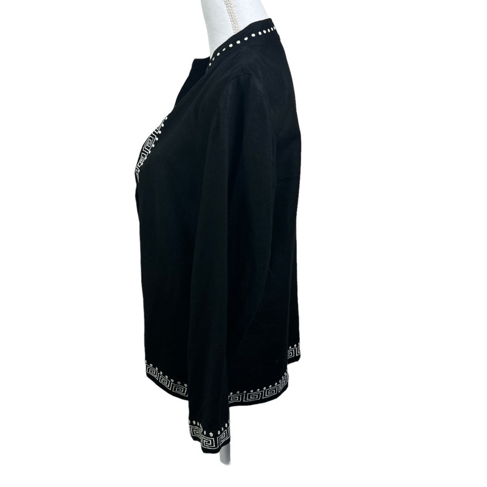Parisian Signature Linen Blazer Women's 10 Embroidered Black Long Sleeve - Picture 2 of 13